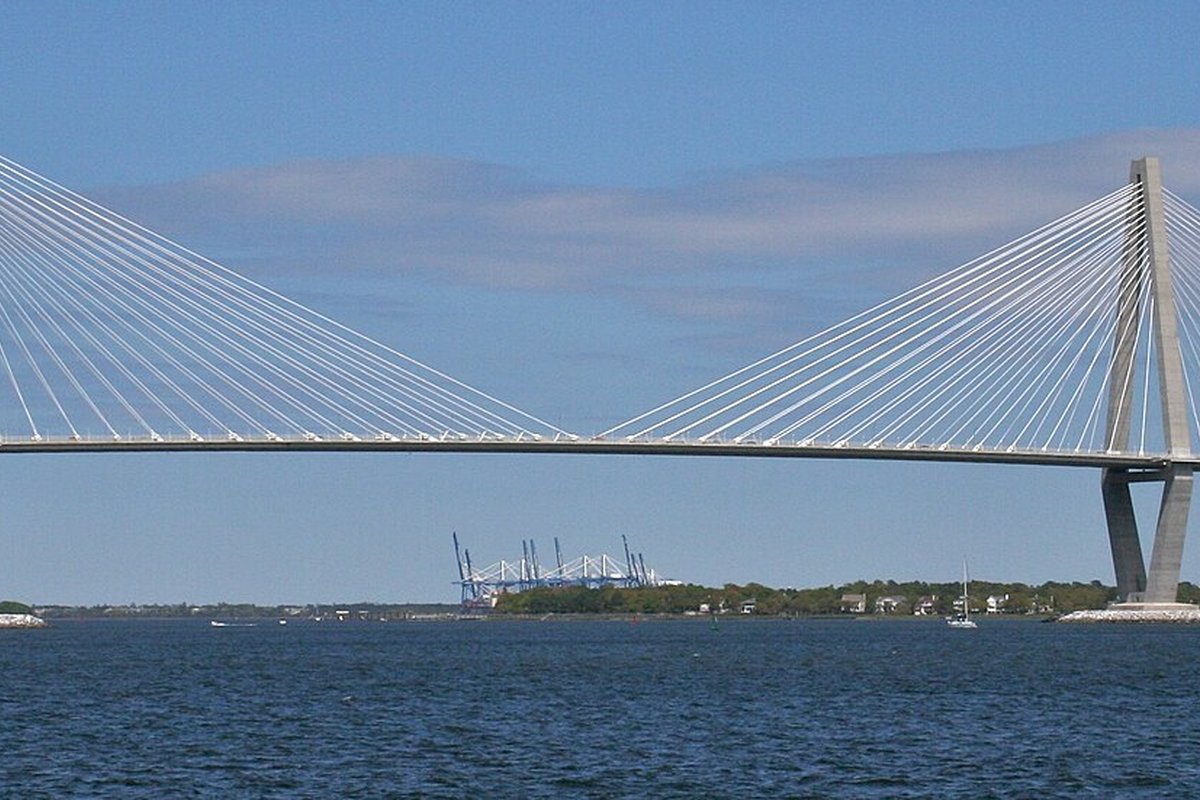 The Arthur Ravenel Jr. Bridge spanning Charleston Harbor, connecting deepwater terminals with regional highway corridors