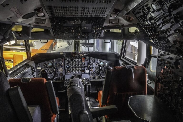 Modern commercial jet airliner flight deck equipped with digital glass cockpit flight displays