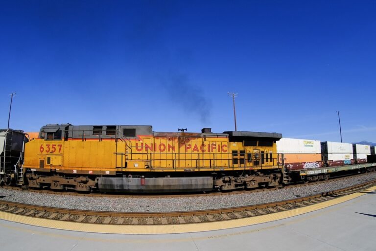 Union Pacific transcontinental freight train hauling intermodal cargo through the Great Basin