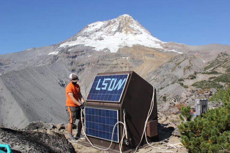 USGS field seismic and geophysical monitoring station enclosure in the Cascadia region